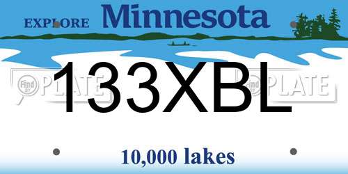 133XBL Minnesota License Plate