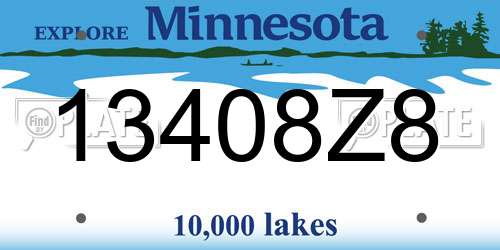 13408Z8 Minnesota License Plate