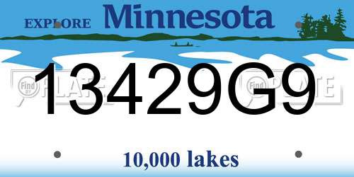 13429G9 Minnesota License Plate