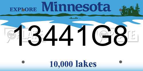 13441G8 Minnesota License Plate