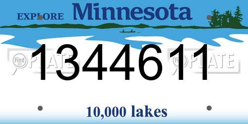 1344611 Minnesota License Plate