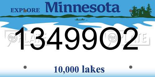 13499O2 Minnesota License Plate