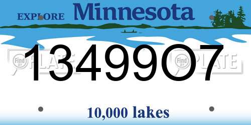 13499O7 Minnesota License Plate