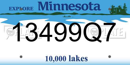 13499Q7 Minnesota License Plate