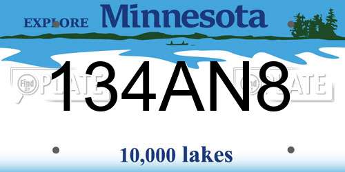 134AN8 Minnesota License Plate