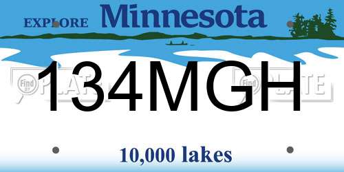 134MGH Minnesota License Plate