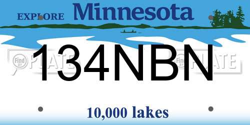 134NBN Minnesota License Plate