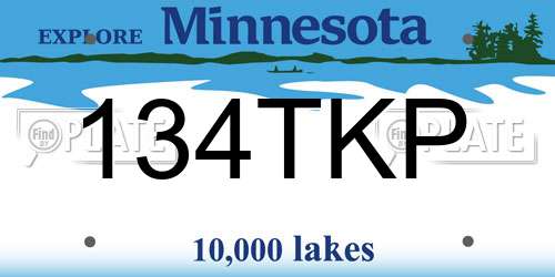 134TKP Minnesota License Plate