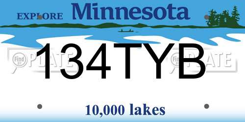 134TYB Minnesota License Plate