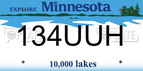 134UUH Minnesota License Plate