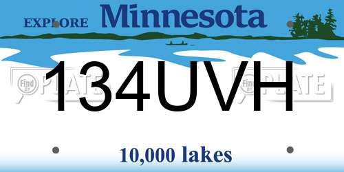 134UVH Minnesota License Plate