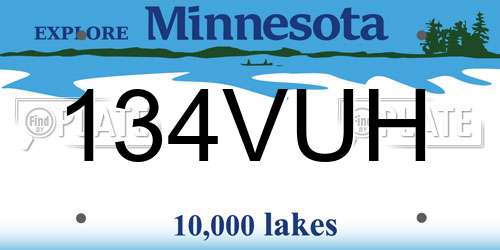 134VUH Minnesota License Plate