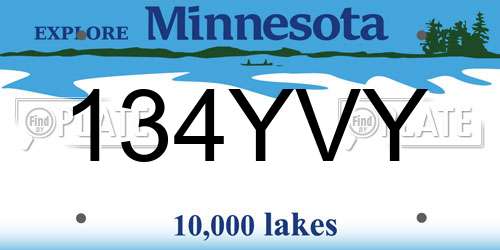 134YVY Minnesota License Plate