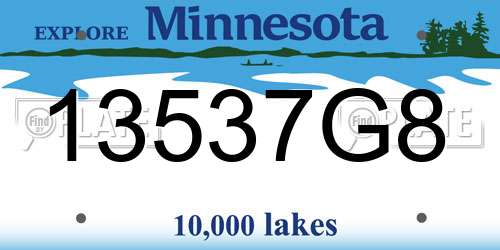 13537G8 Minnesota License Plate