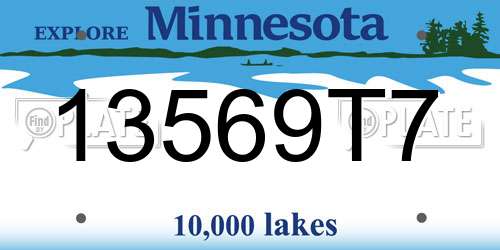 13569T7 Minnesota License Plate