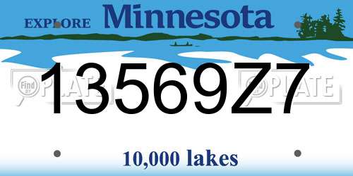 13569Z7 Minnesota License Plate