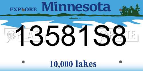 13581S8 Minnesota License Plate