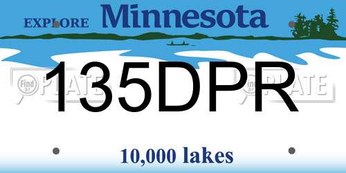 135DPR Minnesota License Plate