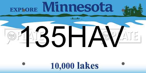 135HAV Minnesota License Plate