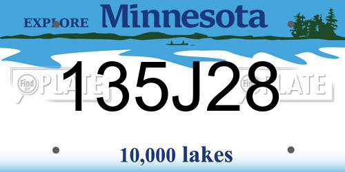 135J28 Minnesota License Plate