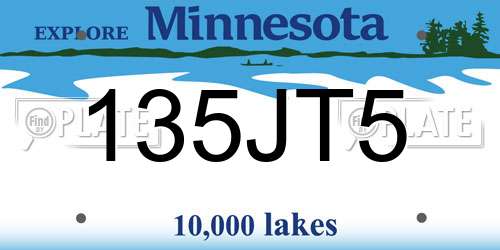 135JT5 Minnesota License Plate