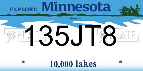 135JT8 Minnesota License Plate