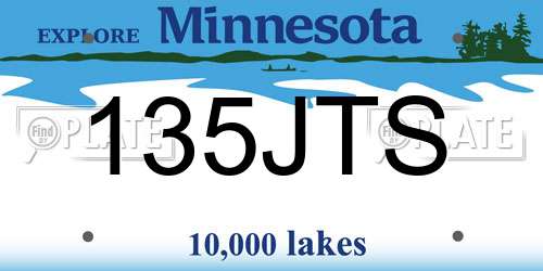 135JTS Minnesota License Plate
