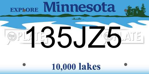 135JZ5 Minnesota License Plate