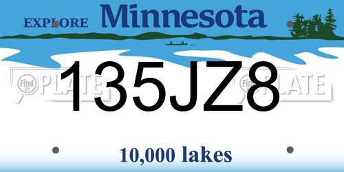 135JZ8 Minnesota License Plate