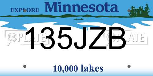 135JZB Minnesota License Plate