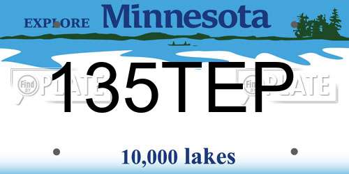 135TEP Minnesota License Plate