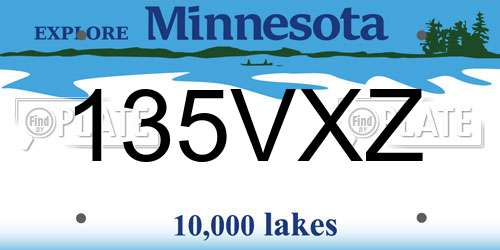 135VXZ Minnesota License Plate