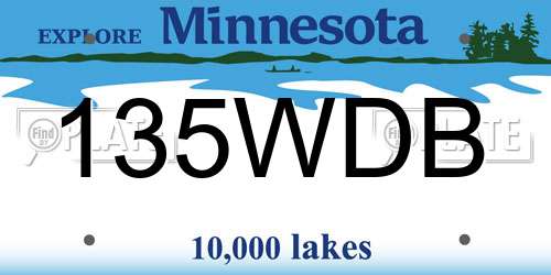 135WDB Minnesota License Plate