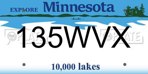 135WVX Minnesota License Plate