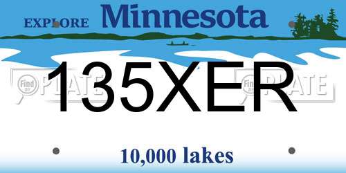 135XER Minnesota License Plate