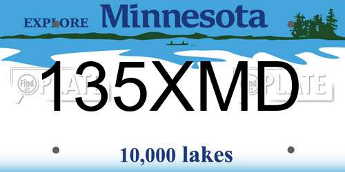 135XMD Minnesota License Plate