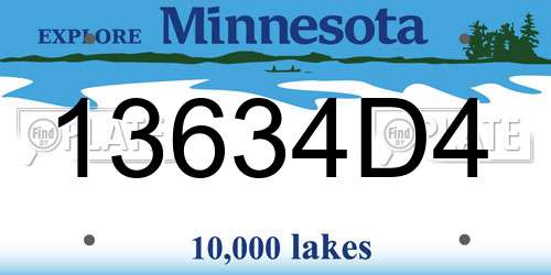 13634D4 Minnesota License Plate