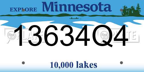 13634Q4 Minnesota License Plate
