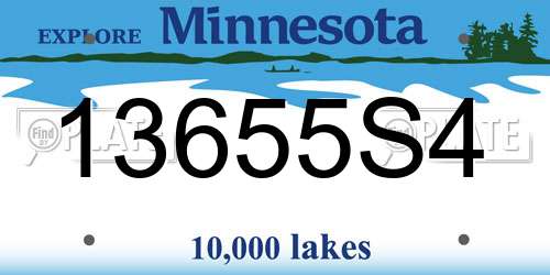 13655S4 Minnesota License Plate