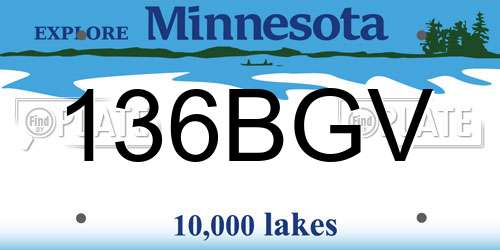 136BGV Minnesota License Plate