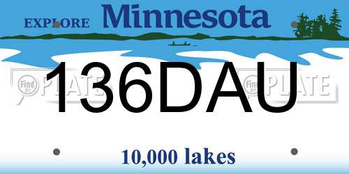 136DAU Minnesota License Plate