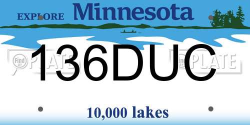136DUC Minnesota License Plate
