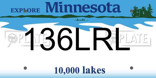 136LRL Minnesota License Plate