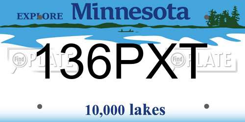136PXT Minnesota License Plate