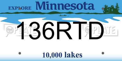 136RTD Minnesota License Plate