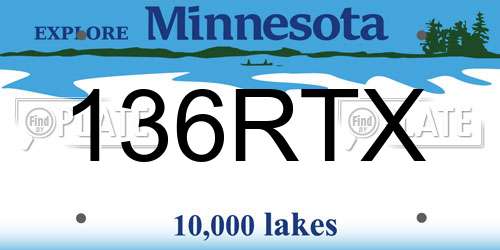 136RTX Minnesota License Plate