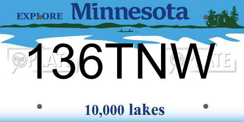 136TNW Minnesota License Plate
