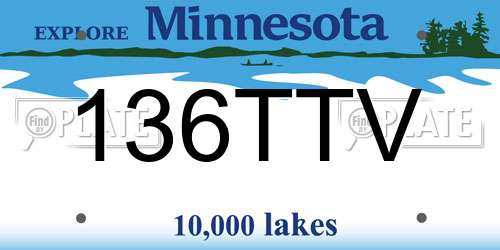 136TTV Minnesota License Plate