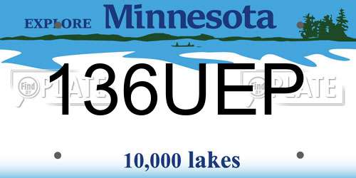 136UEP Minnesota License Plate