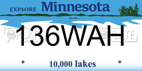 136WAH Minnesota License Plate
